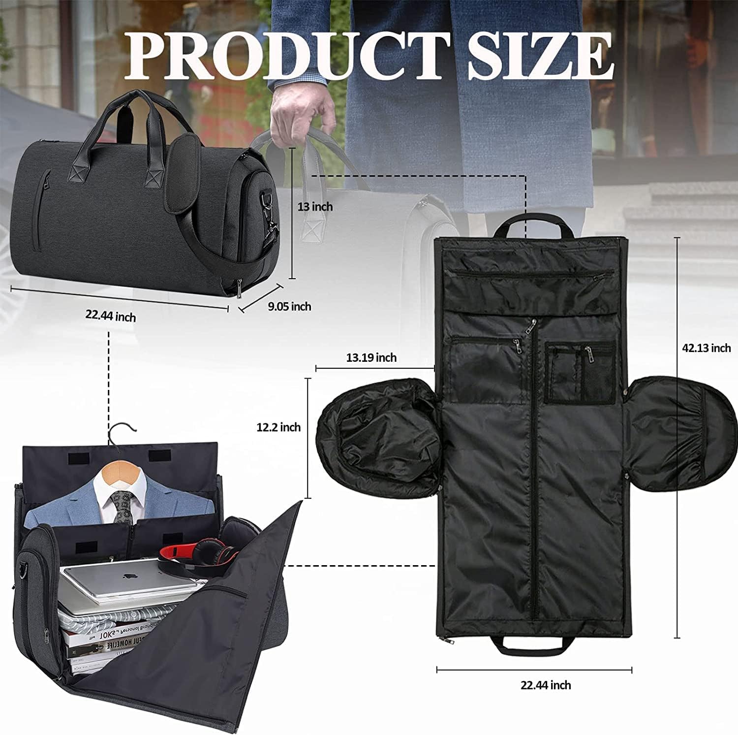 Convertible Garment Duffel Bag with Shoe Compartment C6583