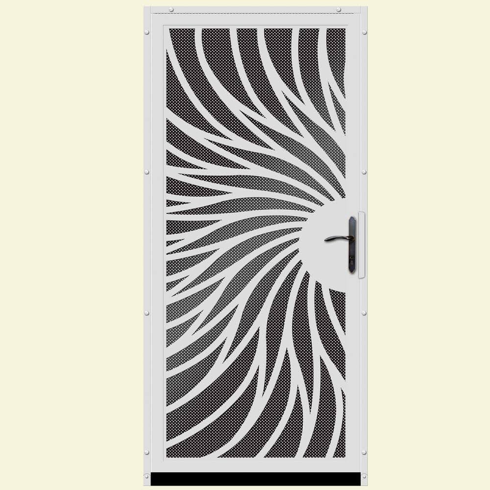 36 in. x 80 in. White Steel Security Door with Black Perforated Screen H960