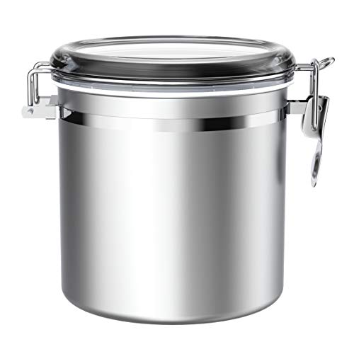 165oz Stainless Steel Airtight Canister with Clear Lid and Locking Clamp W3458