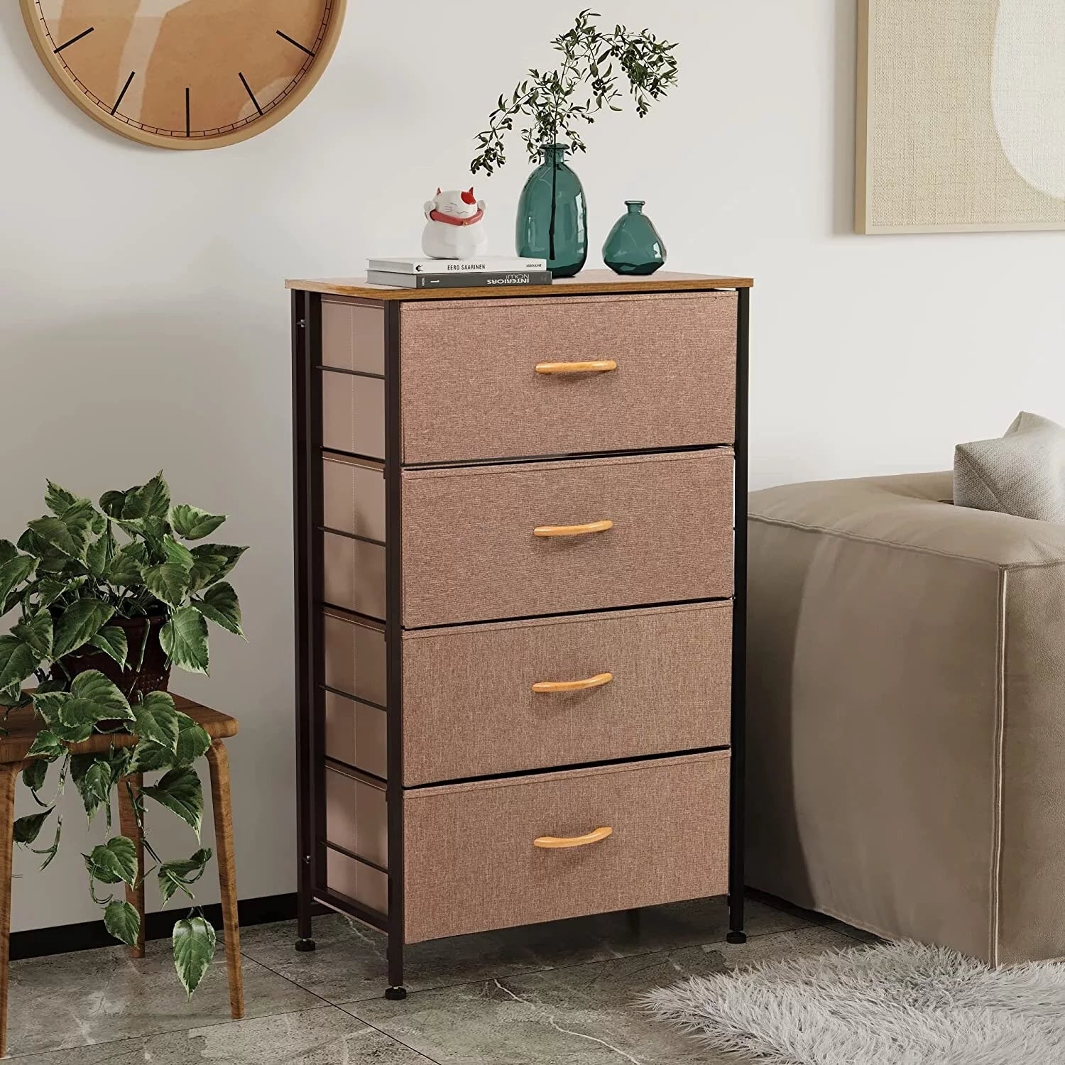 Gray 4 Drawer Fabric Storage Dresser B173249