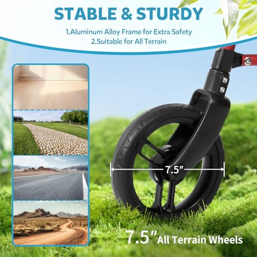 Red 3 Wheel Rollator Walker with Adjustable Height P5611