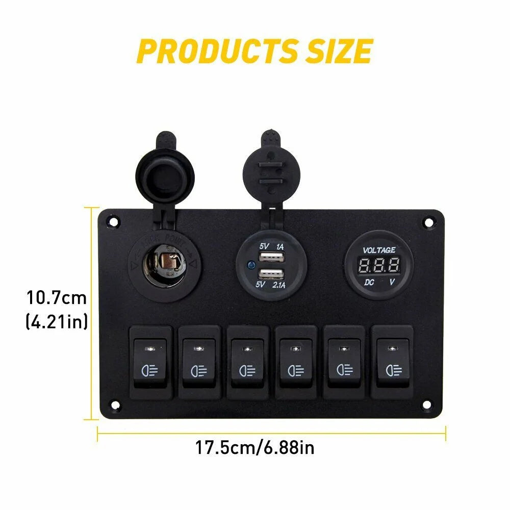 Blue LED Rocker Switch Panel Circuit Breaker Waterproof W979078