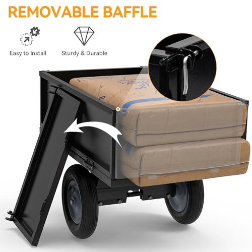 Black Heavy-Duty Tow Behind Dump Cart V9283