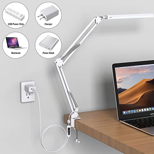 LED Desk Lamp with Clamp, 3 Lighting 10 Brightness Modes, Black E6114