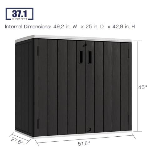 57 Cu.ft Brown Outdoor Vertical Storage Shed S5200