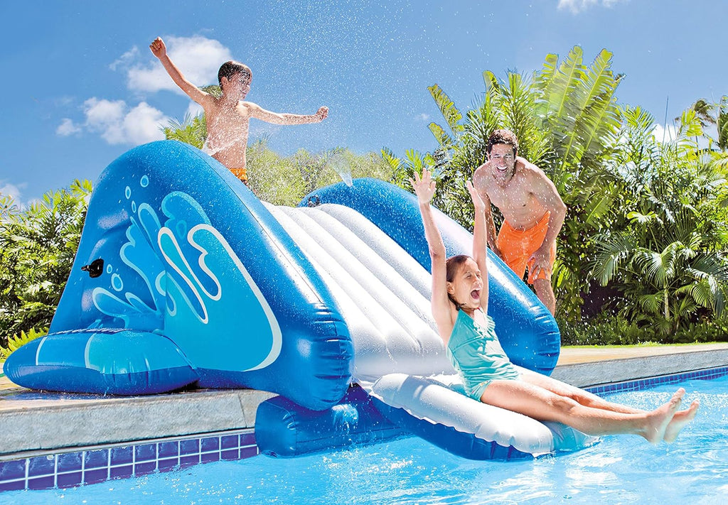 Blue Inflatable Play Center Swimming Pool Water Slide with Built in Sprayers W497018