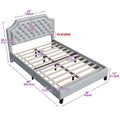 Grey Upholstered Tufted Bed Frame Full L957584