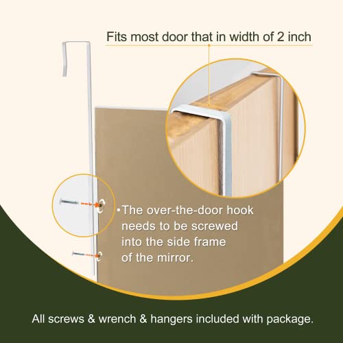 White Over-The-Door Full Length Mirror, 43x16 S4327