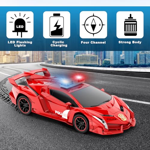 2.4Ghz 1:18 Scale Transforming Police Car Toy with Flashing Light I935