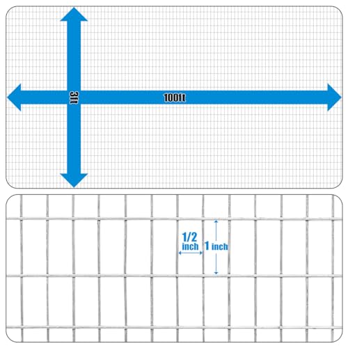 Galvanized Welded Fence Wire 16 Gauge Mesh Size 1" x 1/2" 24-Inch x 50 ft. X3575