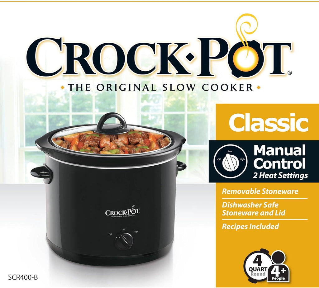 4-Quart Manual Slow Cooker, Black T357745