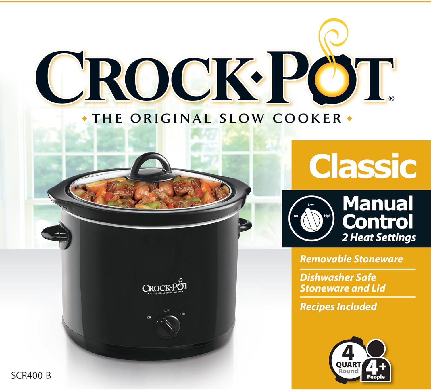4-Quart Manual Slow Cooker, Black T357745