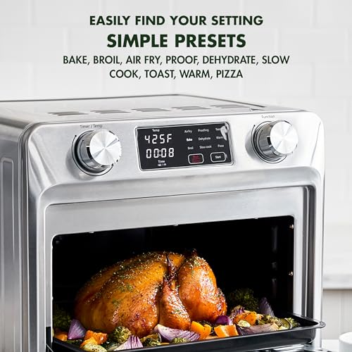 Matte Black 9-in-1 Nonstick Air Fry Oven with Baking Pan, Stainless Steel Rack, and Basket Z74555