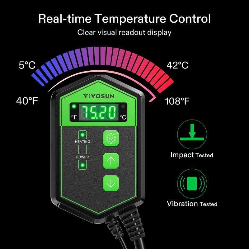 Digital Heat Mat Thermostat Temperature Controller 40-108 oF 1000W V25769