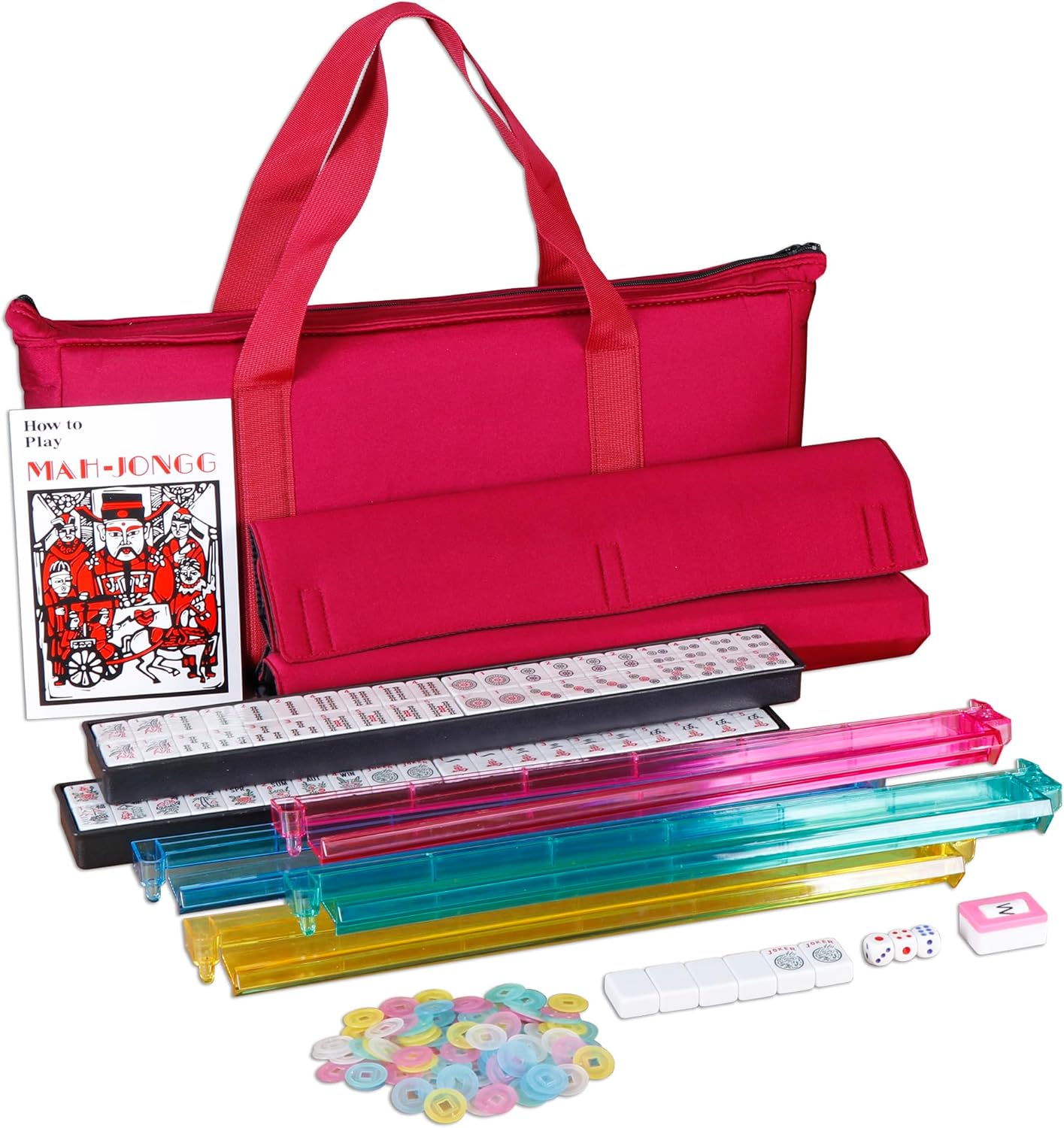 166 Tiles Mah Jongg Set with Burgundy Bag F9351