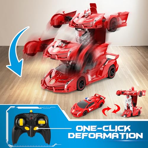 2.4Ghz 1:18 Scale Transforming Police Car Toy with Flashing Light I935