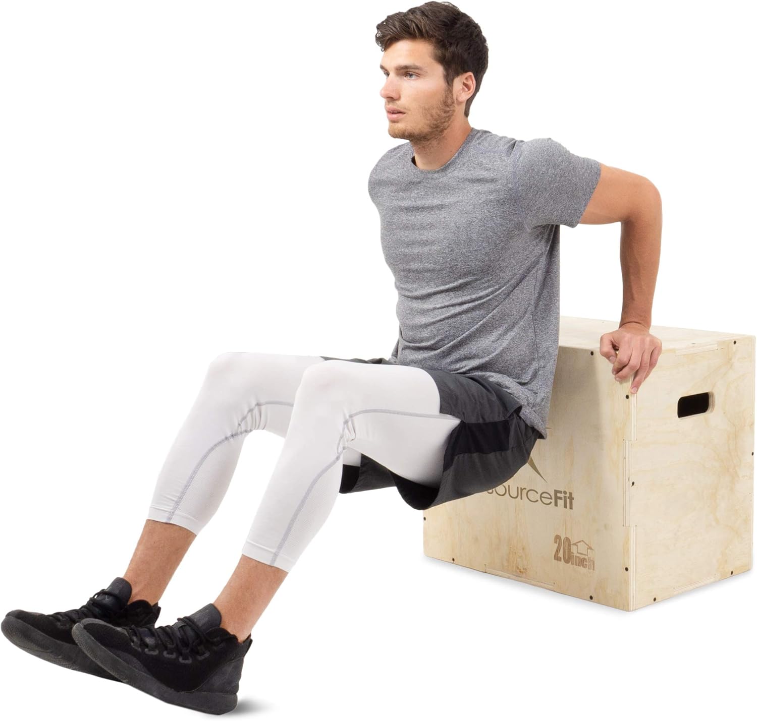 Beige 16 x 14 x 12 Wood Plyometric Jump Box A58682