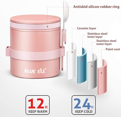 13.5oz Vacuum Insulated Thermos Hot Lunch Containers with Ceramic-Coated Stainless Steel Y948675