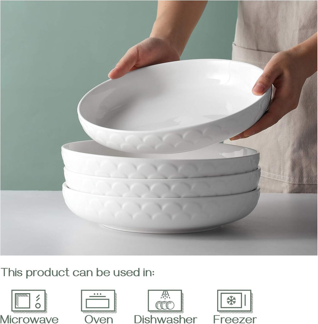 54 oz White Ceramic Pasta Bowls Set of 4 K897