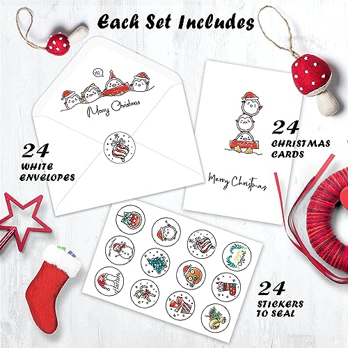 Pack of 24 Merry Christmas Cards with Envelopes, 4" x 6" C36451