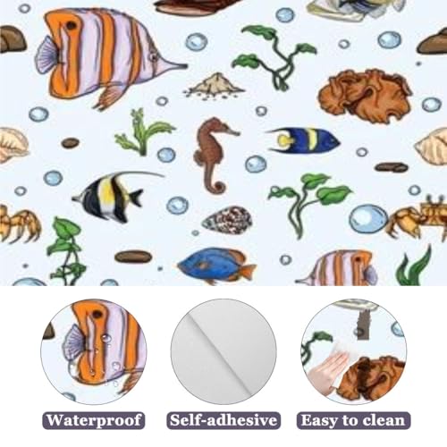 Peel and Stick Wallpaper underwater world sea jellyfish seaweed cartoon style Deep ocean Canvas Wallpaper Wall Decor Wall Art Removable Wall mural A748098