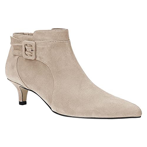 Pointed Toe Ankle Boots Kitten Heels Faux Suede Booties Side Zipper Dress Shoes Z298