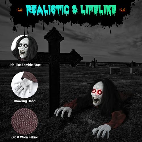 Zombie Groundbreaker with Scary Sound & LED Flashing Eyes Outdoor Decoration A11215