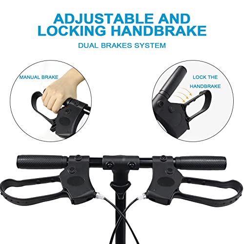 Knee Walker with Double Handbrake and Height Adjustment Handgrip, Compact Crutches Alternative, Black C46445