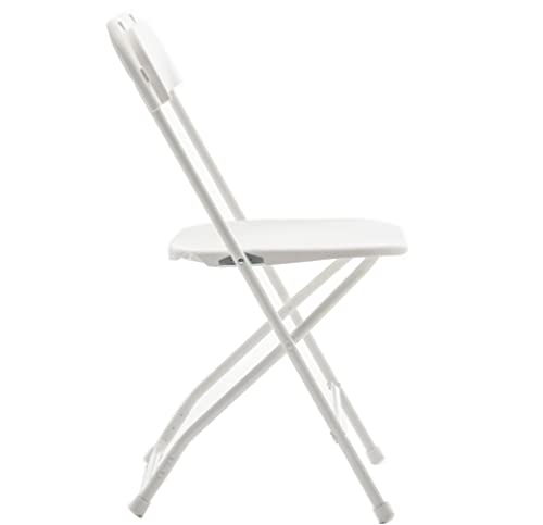 White Plastic Folding Chairs Steel Frame Set of 10 K4148