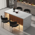 Large Imitation Marble Dining Table with LED Lights N541