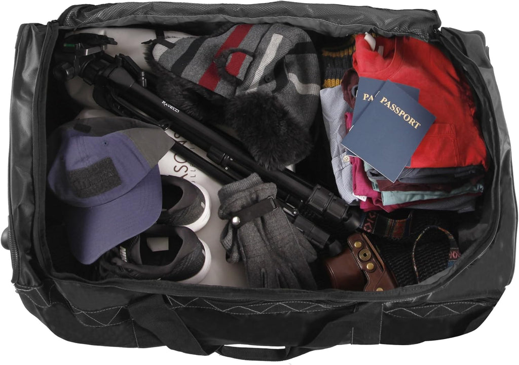 Black Grey Lightweight Rolling Duffel Bag V398