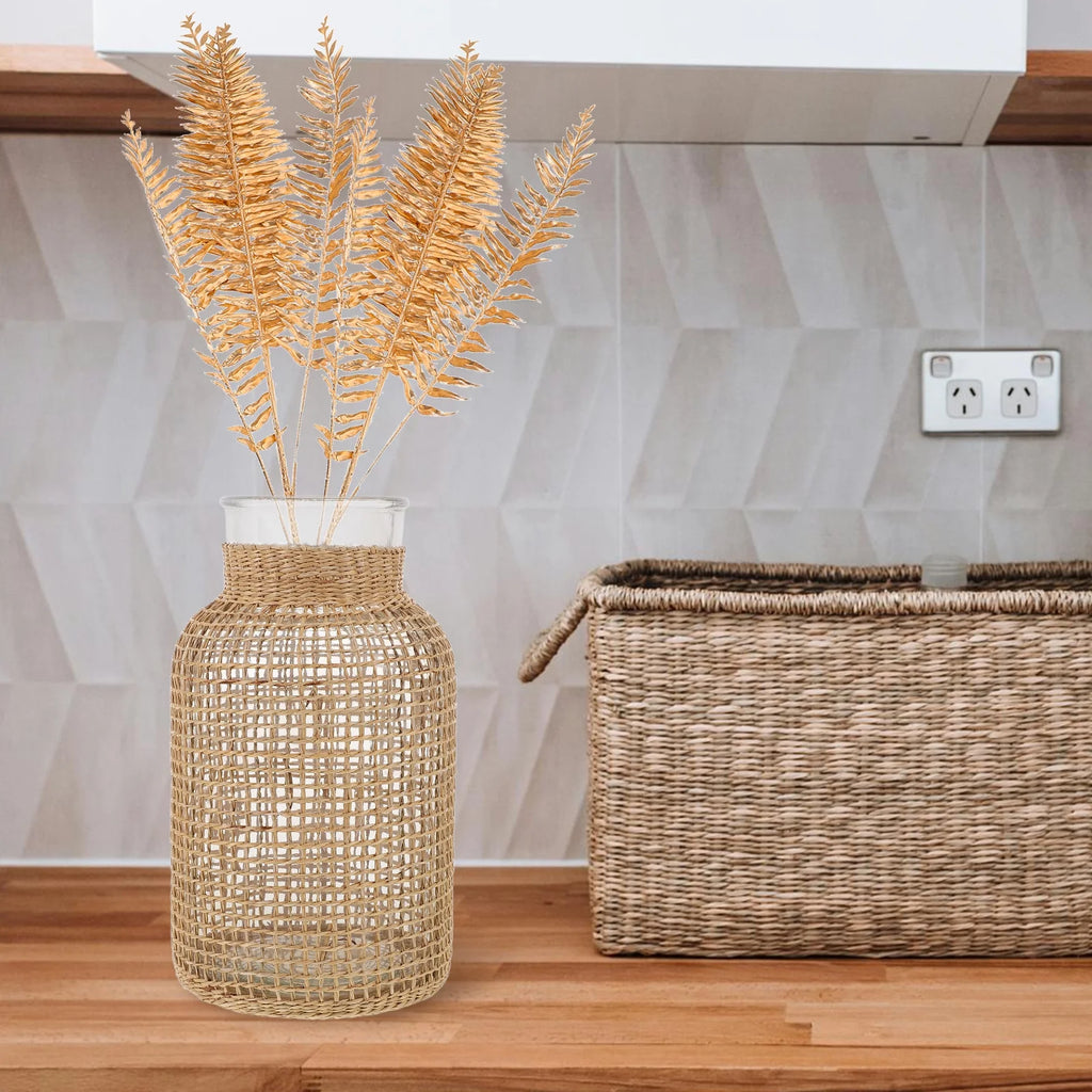 Woven Rattan Glass Vase N900797
