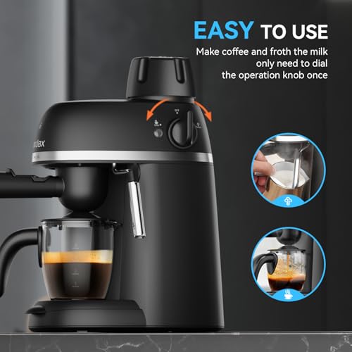 Black 3.5 Bar Espresso Machine with Steam Wand, 800w H4419