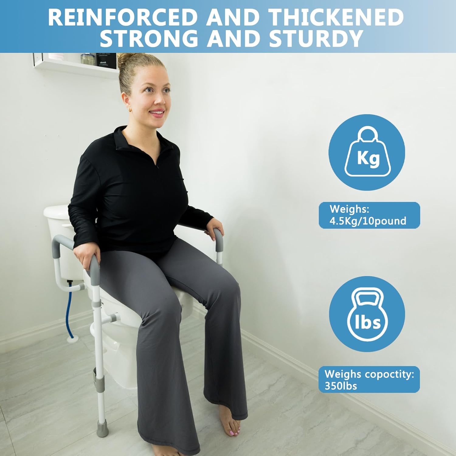 Raised Toilet Seat with Adjustable Padded Arms T1462