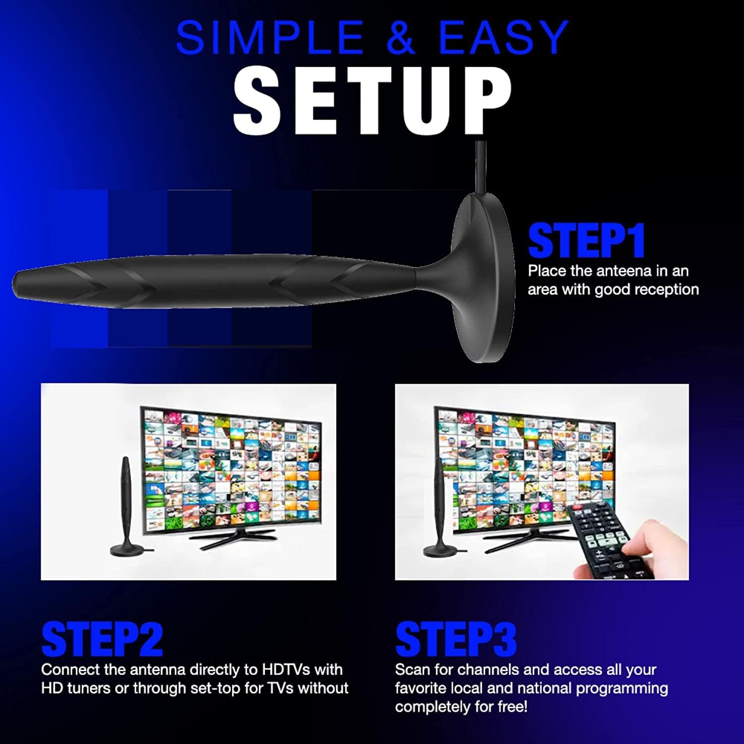Amplified TV Antenna with 20 ft Coaxial Cable C7914