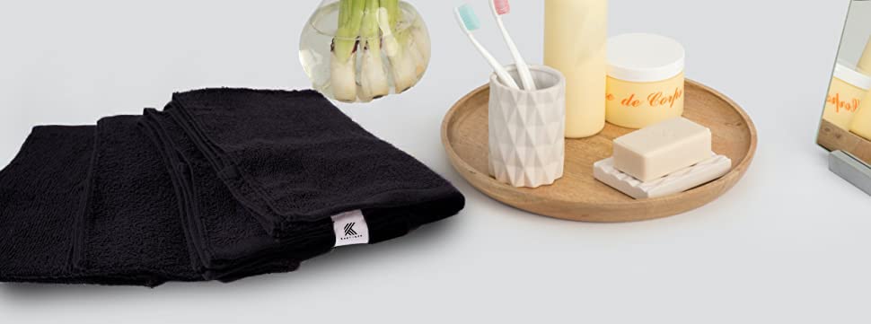 Black Pack of 24 Cotton Towels Y47706