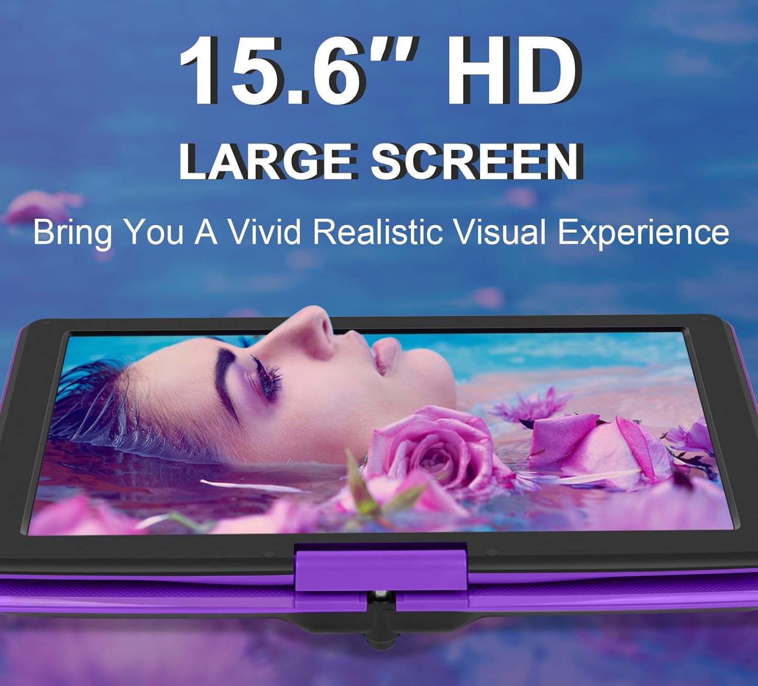 17.5" Portable DVD Player with 15.6" HD Screen, 6 Hours Rechargeable Battery, Purple E73310