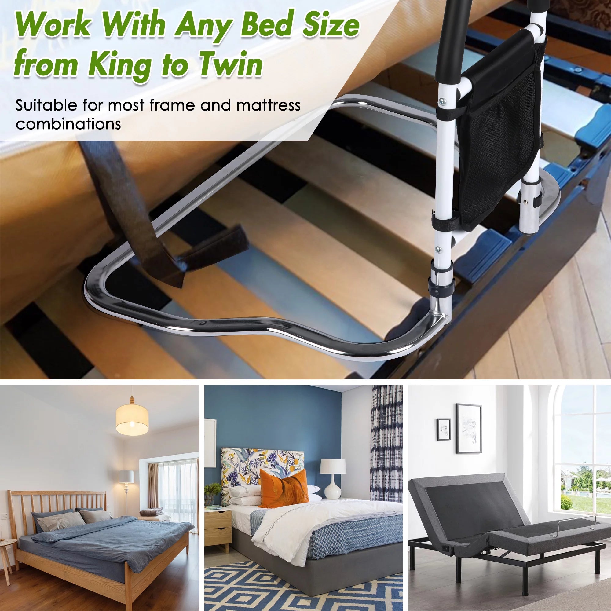 Bed Assist Rail with Anchor Strap and Storage Pocket V3444