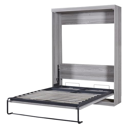 Gray Full Size Wood Murphy Bed with Shelves N836172