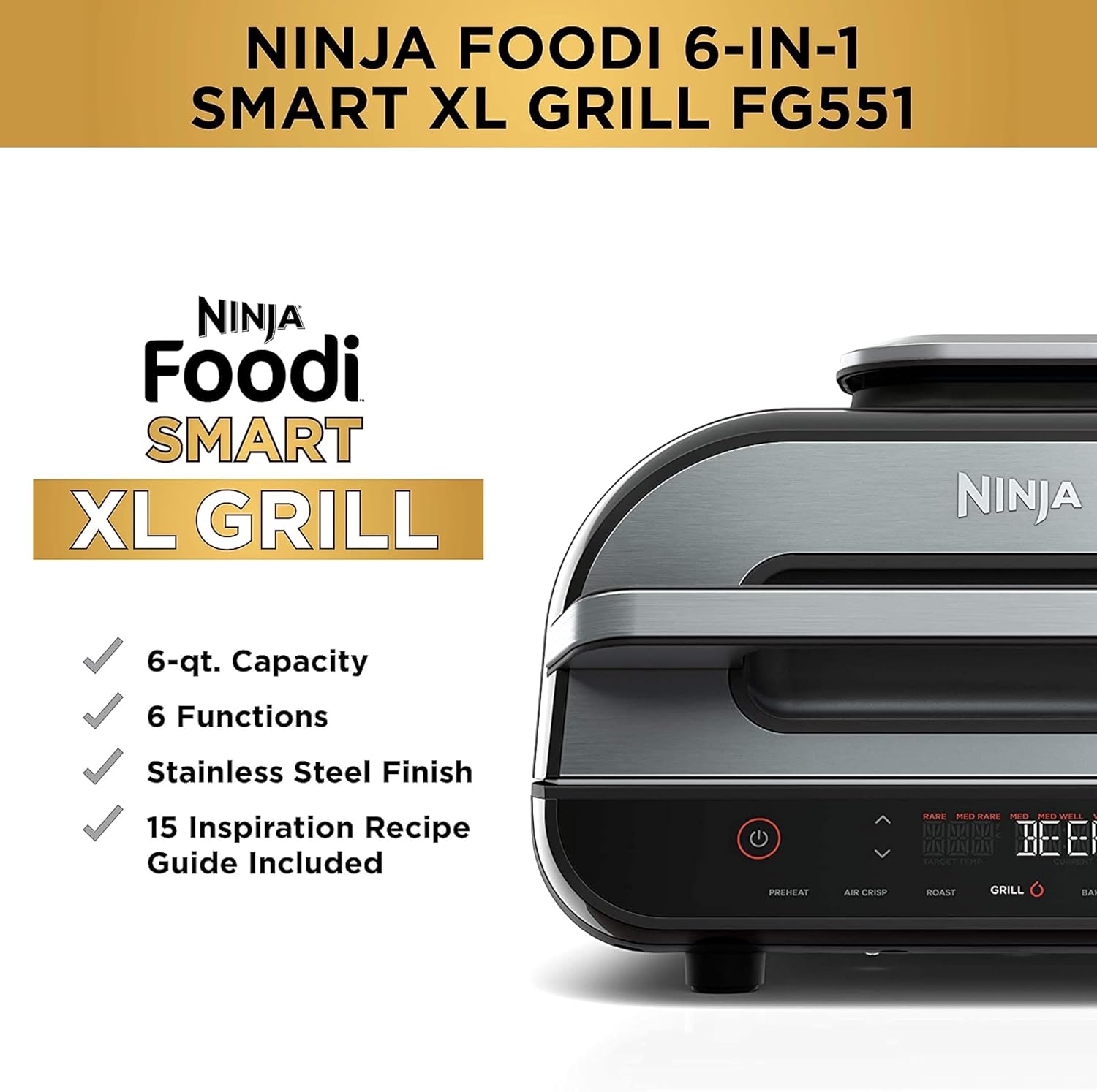 Black Indoor Grill with Air Fry H510900
