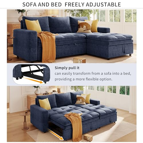 Grey 3 Seat Polyester Modular Sofa with Storage Chaise and Pullout Bed N546