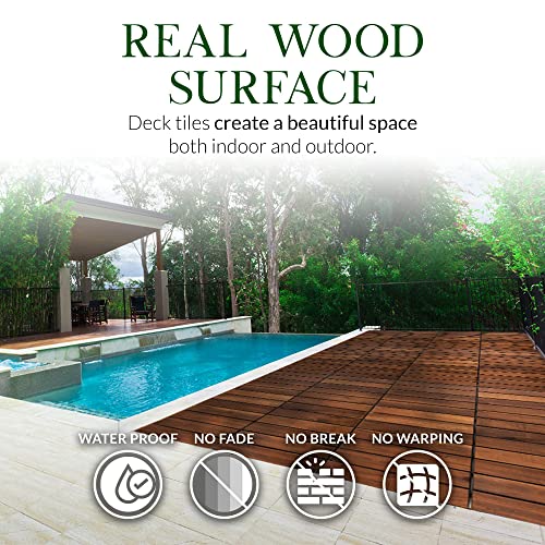 Acacia Wood Interlocking Deck Tiles (Pack of 10) 12"x12" B51814