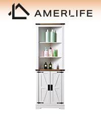 Antique White Barnwood Tall Corner Cabinet with Adjustable Shelves K1244