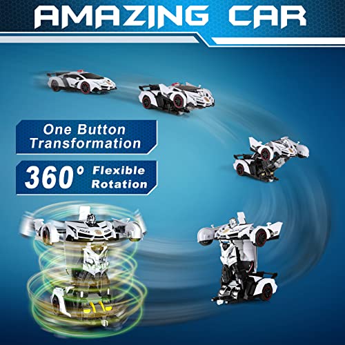 2.4Ghz 1:18 Scale Transforming Police Car Toy with Flashing Light I935