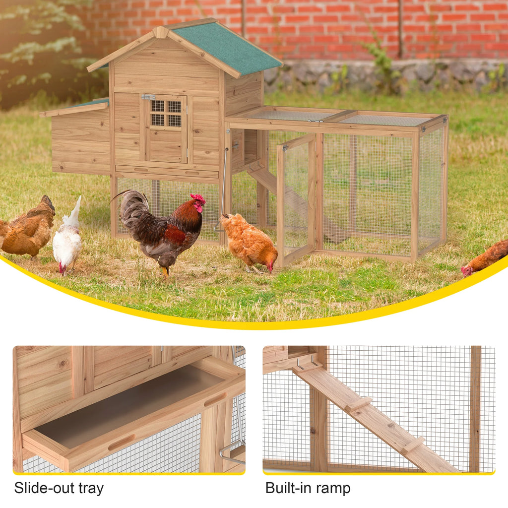 80" Large Wooden Chicken Coop with Pull Out Tray N257