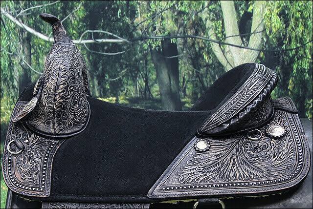16 in Western Horse Saddle Treeless Trail Barrel Leather B1123