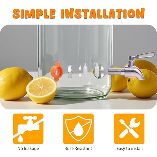 1 Gallon Glass Drink Dispenser with Stand, 2 Pack D914