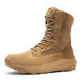 Men's Breathable Tactical Military Work Boots Side Zipper Leather Lightweight Hiking Motorcycle Combat Boots 8 Inches X19743