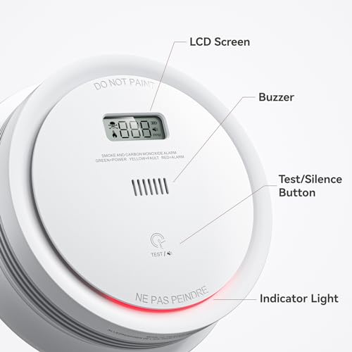2 in 1 Smoke Detector Carbon Monoxide Detector with LCD Display (1pack) N2377