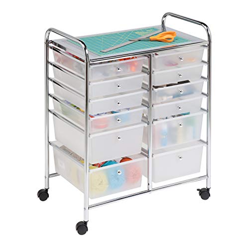 Rolling Storage Cart with 12 Plastic Drawers P240372